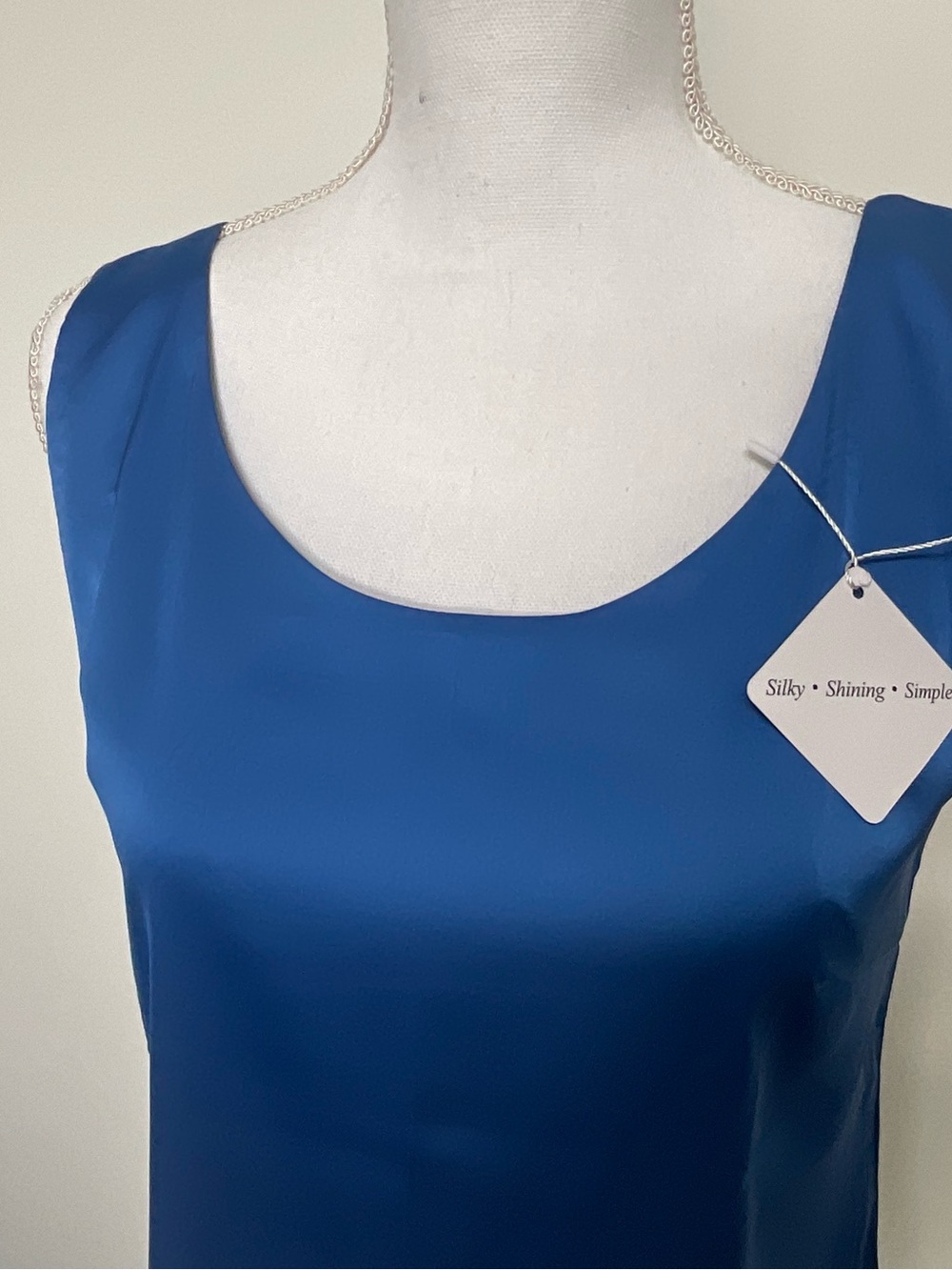 Royal Blue Satin Scoop Neck Cami - Picture 4 of 6